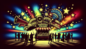 Vibrant promotional strategy event with crowd and lights.