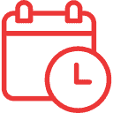 Calendar and clock icon, time management concept.