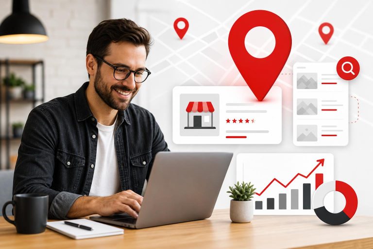Small business owner using a local SEO checklist for small businesses
