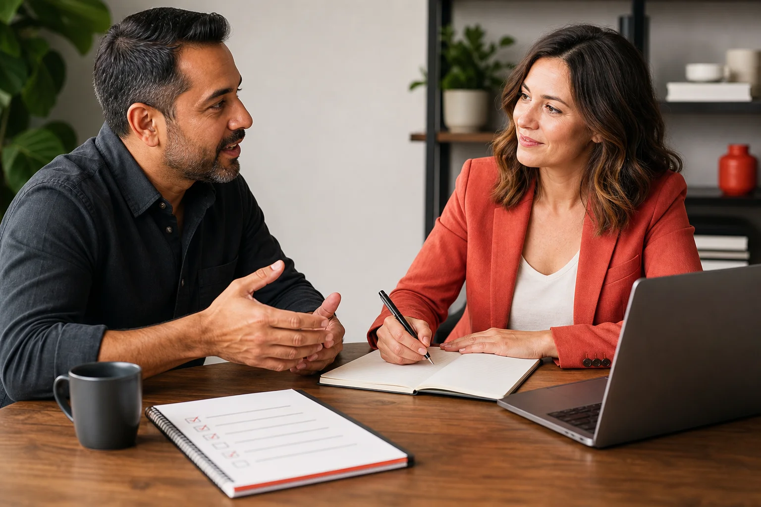 Small-business owner and marketing strategist turning an expert interview into an article outline.