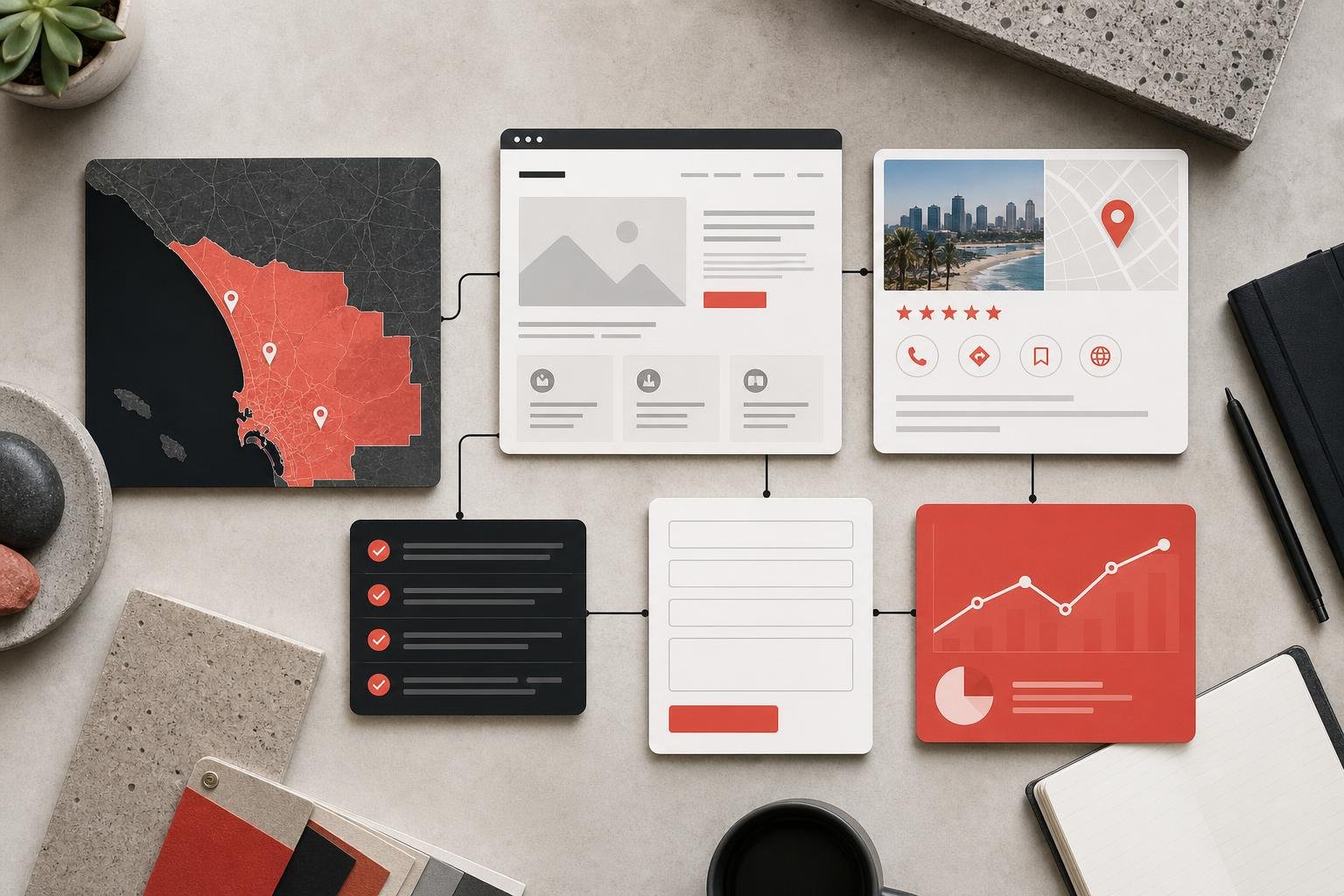 Digital launch checklist interface for a San Diego County service business expansion