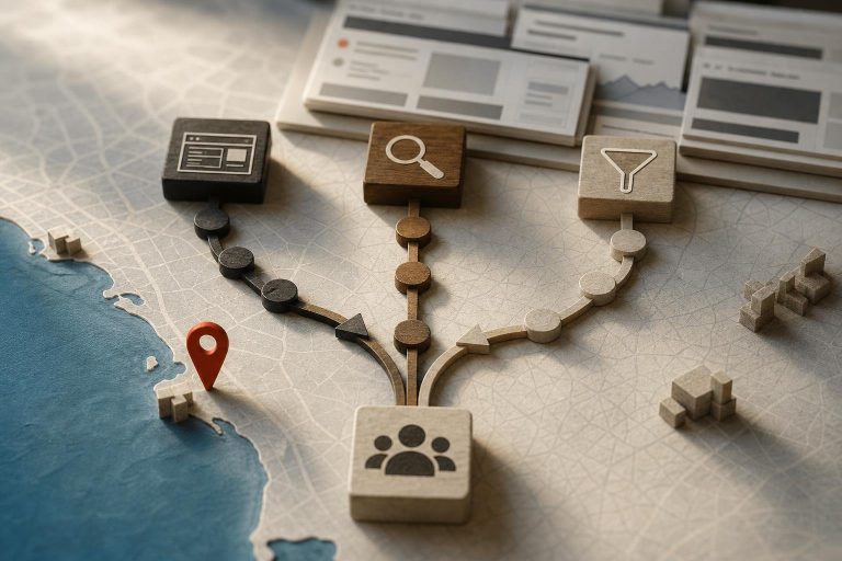Decision tree comparing website, SEO, and conversion paths for a San Diego service business.